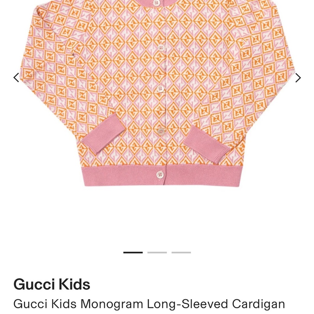 Gucci Kids Pink Monogram Long-Sleeved Cardigan